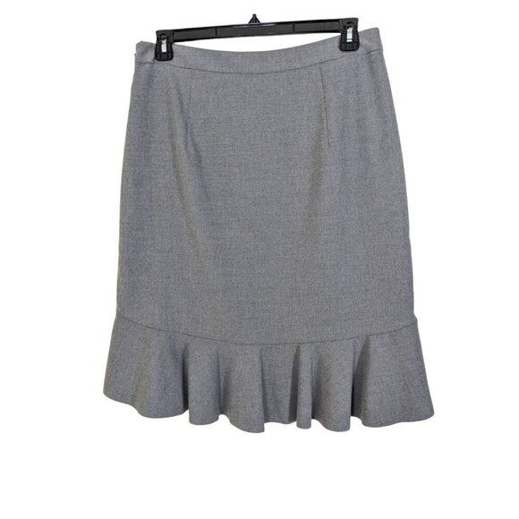 Banana Republic NEW Ruffled Straight Skirt Womens Size 12 Gray Feminine Romantic - Picture 4 of 6
